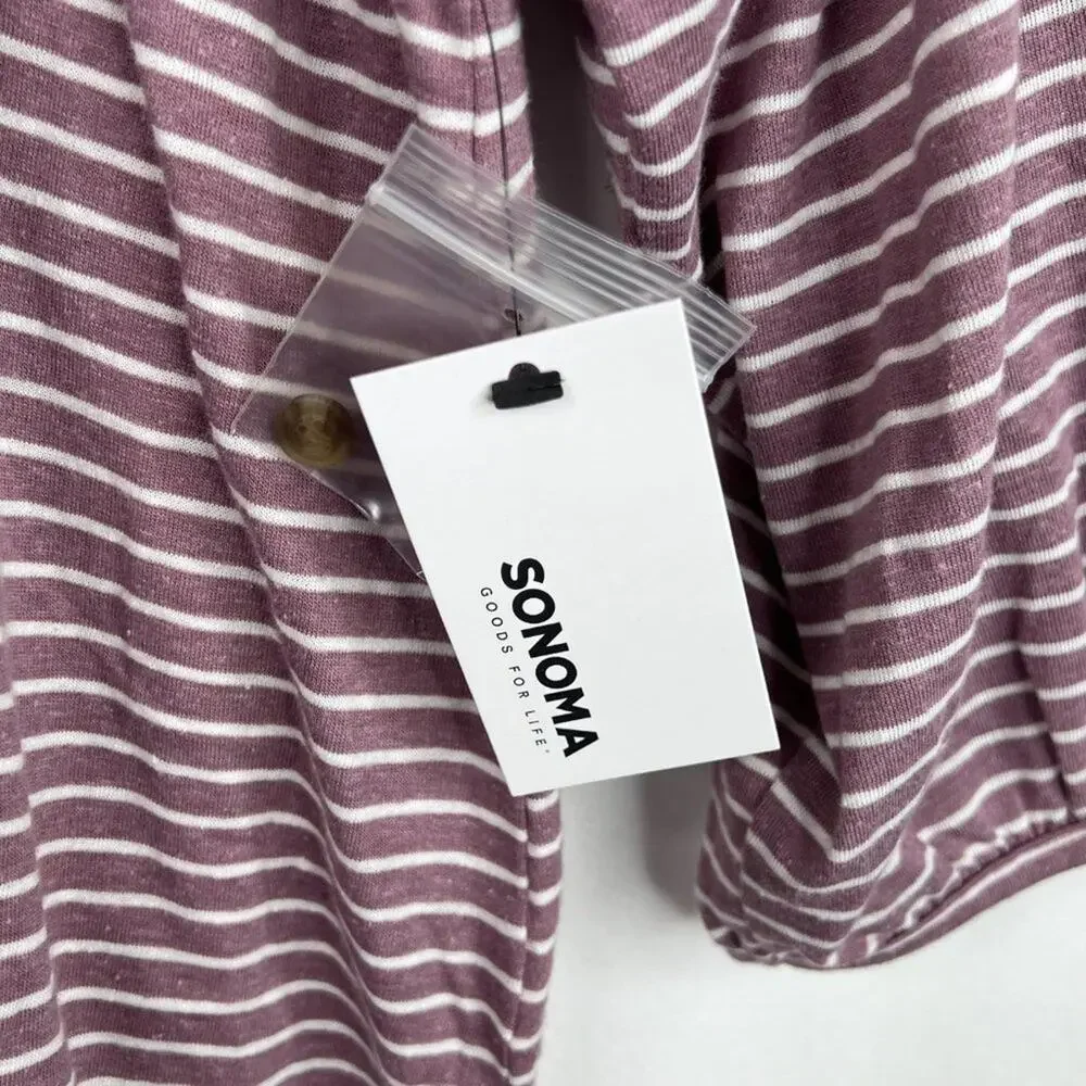 NWT Sonoma Goods for Life Purple Stripe Baby Doll Peasant Top Small - Picture 5 of 9